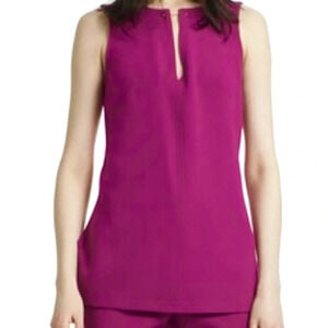 Trina Turk Jalisa Sleeveless Shirt with Side Slits. Size 2. Boysenberry 167113